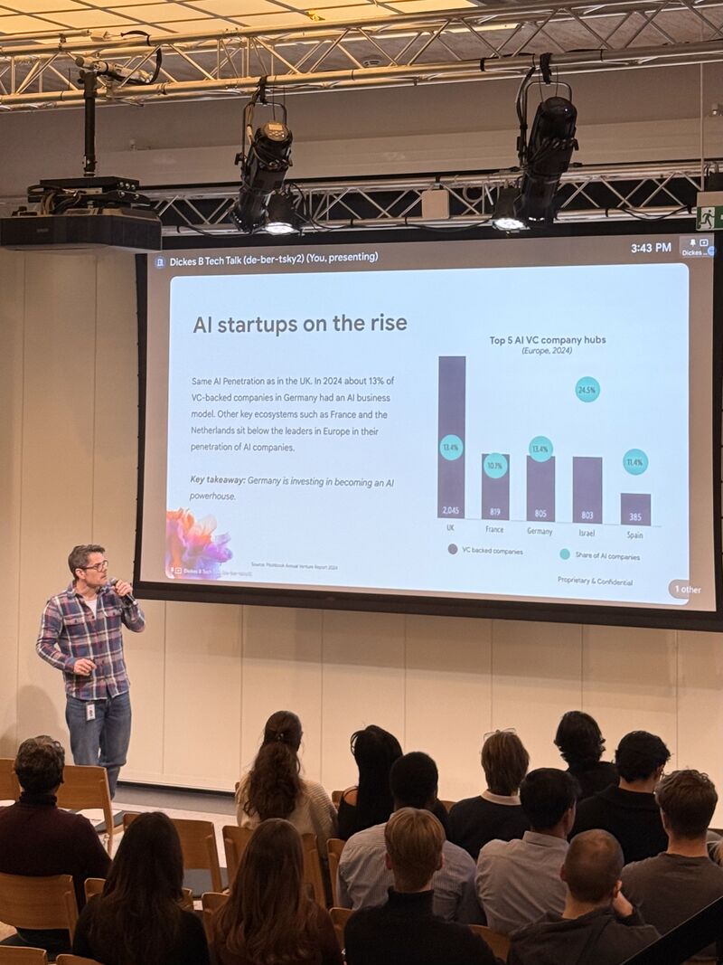 Axel Täubert, Head of Startups at Google, presenting on AI startups on the rise in Europe