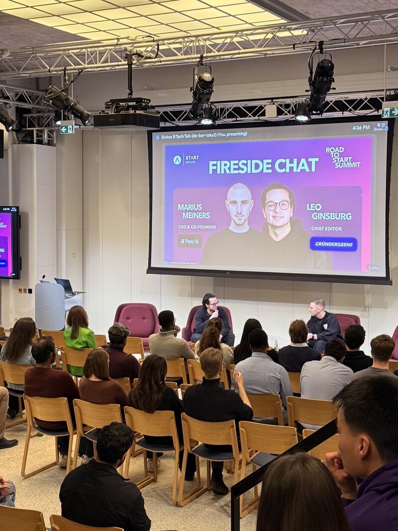 Peec AI founder Marius Meiners in fireside chat at Road to Start Summit