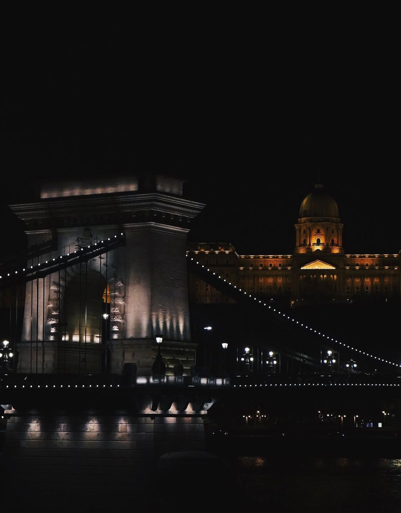 Chain Bridge and Buda Castle at night, Budapest