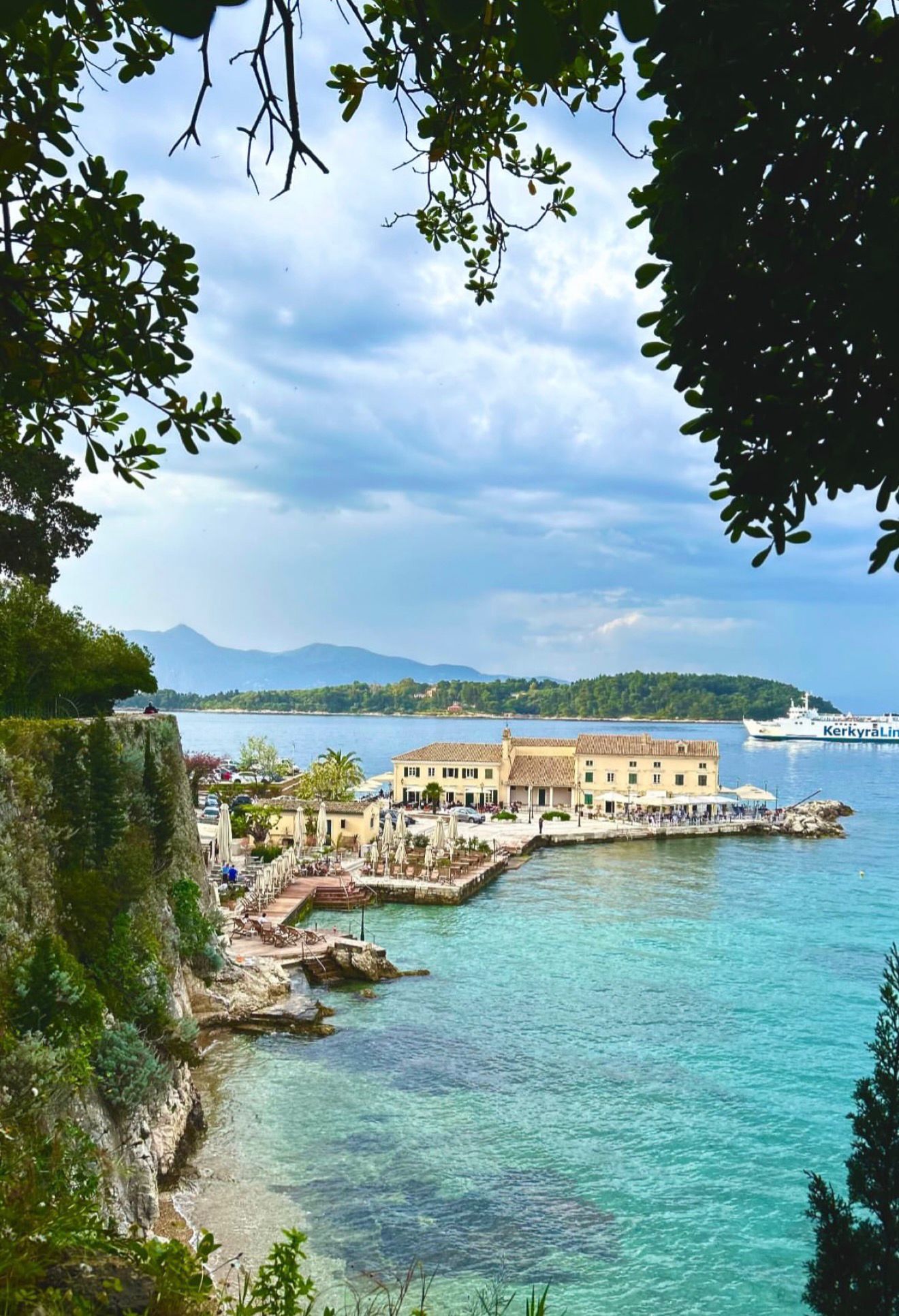 Corfu coastline with turquoise water