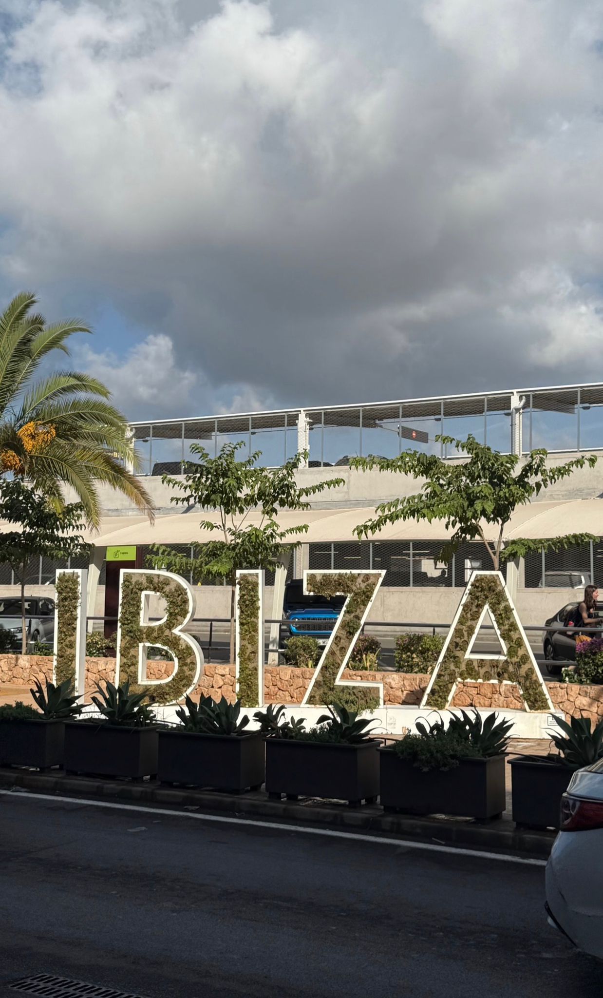 Ibiza letter sign with palm trees